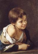 Bartolome Esteban Murillo A Peasant Boy Leaning on a sill Spain oil painting artist